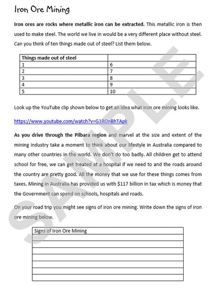 WA Activity Sheets for Kids Travelling Australia - eSheets for immediate download