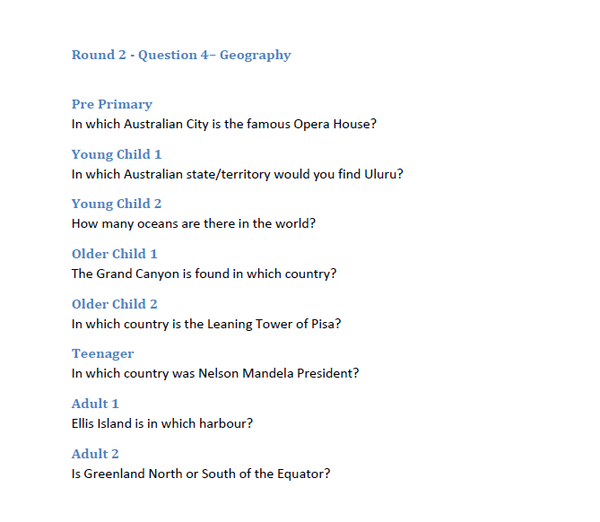 Quiz Book Questions